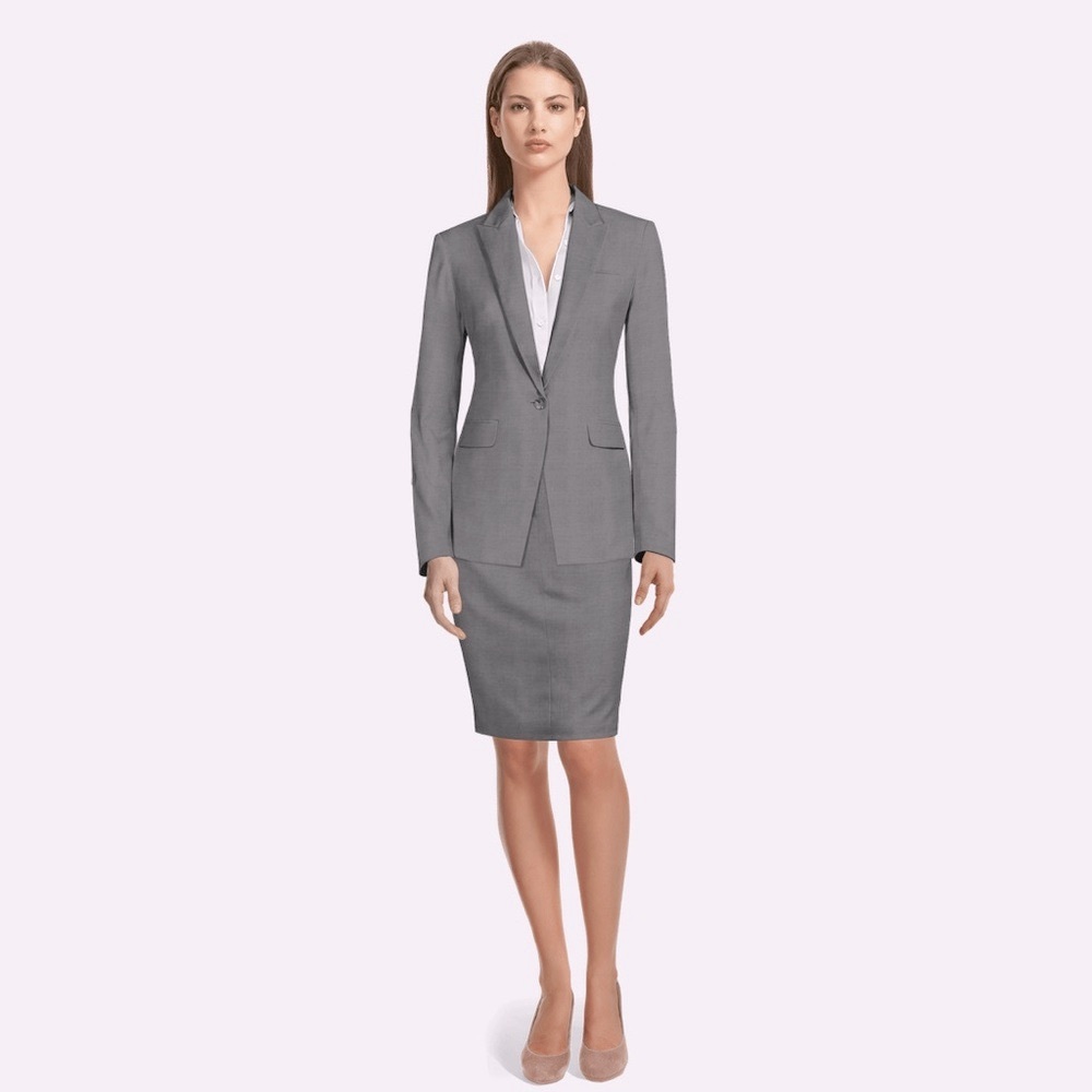 Cos Cob 2 PC Silver Skirt Suit